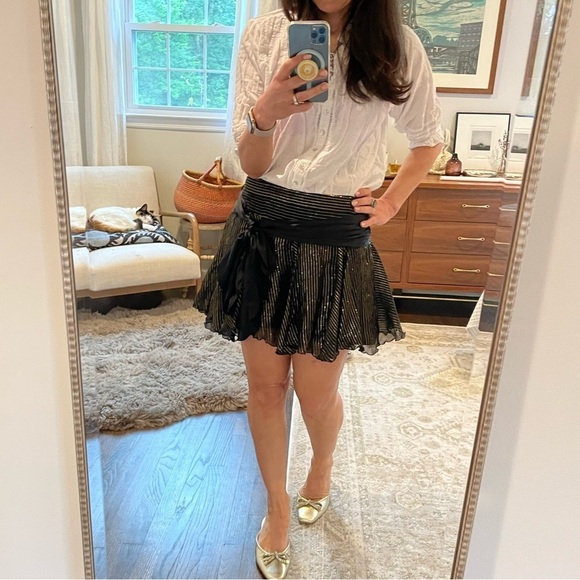 Milly Silk Metallic Flounce Mini Skirt - Picture 11 of 11